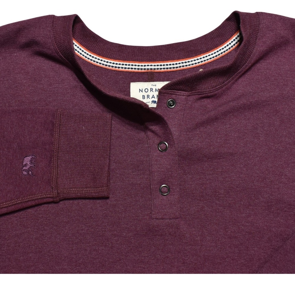 The Normal Brand Puremeso Snap Henley Sweatshirt Wine Large F2PPSHENWIN3 New